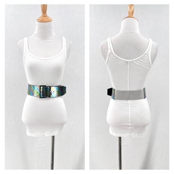 KURT GEIGER Leather Metallic Rainbow Wide Leather Waist Belt XS Small NEW main image 10
